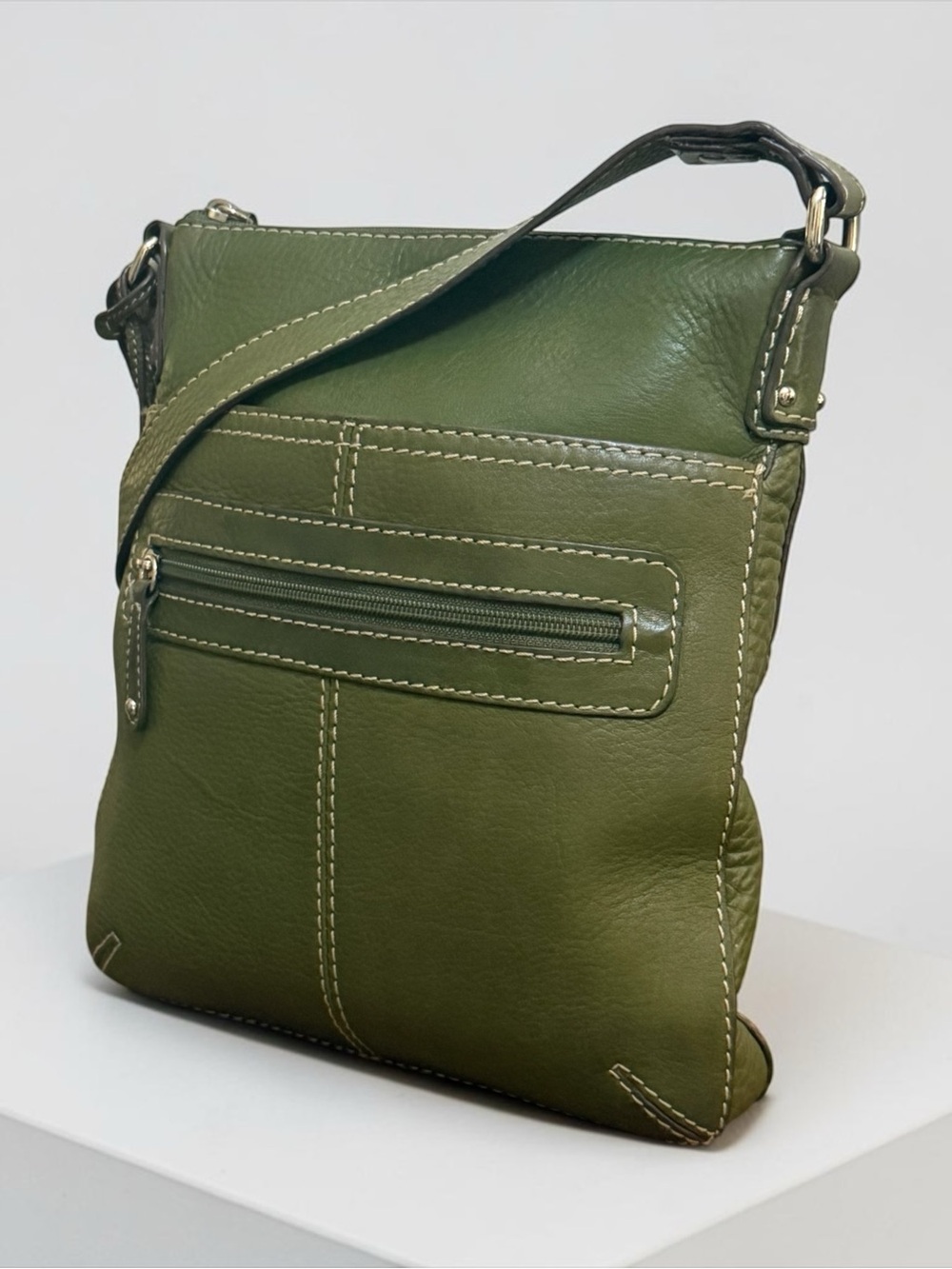 Fossil Olive Green Pebbled Leather Crossbody Bag! - Picture 2 of 14
